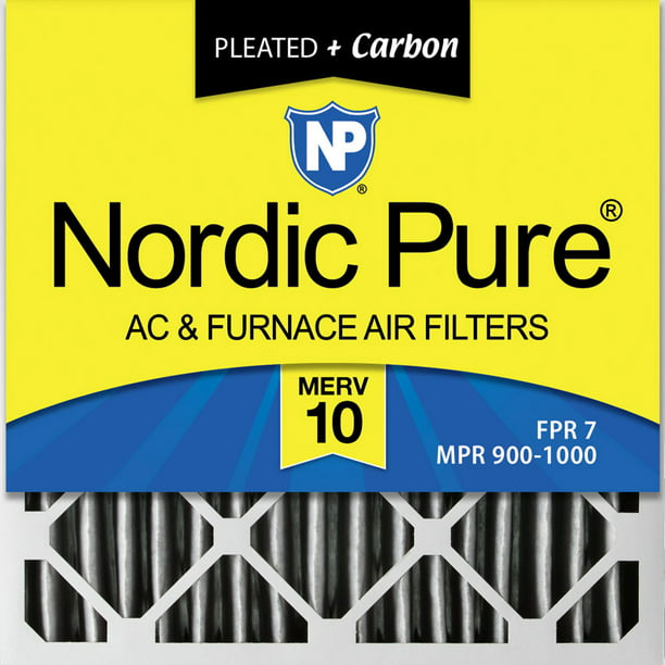 1 Pack 3-5/8 Atcual Depth MERV 10 Pleated Plus Carbon AC Furnace Air Filters Nordic Pure 20x20x4 